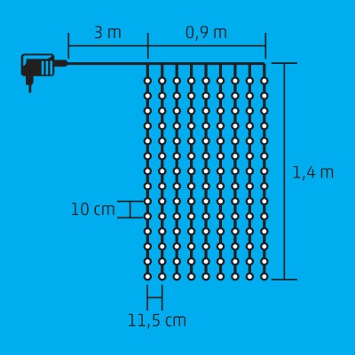 Perdea de lumini cu LED-uri - KIN 126C/WH